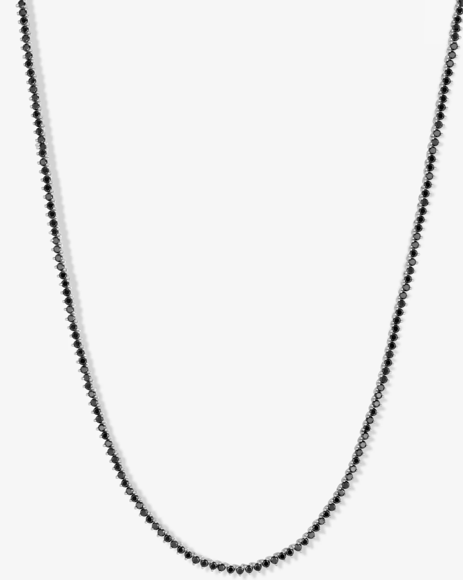 Not Your Basic Tennis Necklace 2mm - Silver|Black Diamondettes