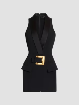 Belted Wool Vest Minidress
