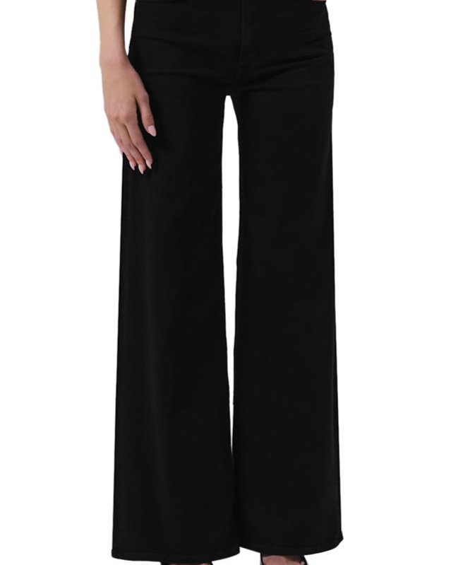 Lyra High Rise Wide Leg Jeans in Plush Black