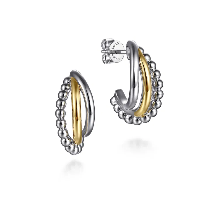 Gabriel Co J Hoop Earrings 14K Yellow Gold and 925 Sterling Silver Bujukan