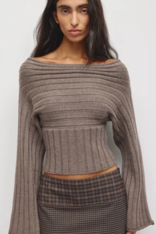 Women's Elina Convertible Sweater in Dark Taupe Mix