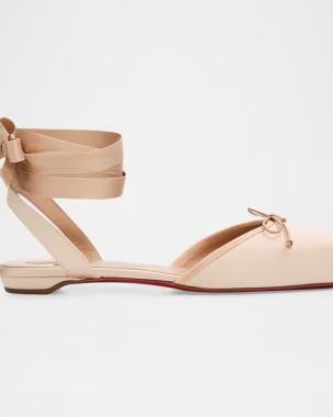 Cassia Satin Lace-Up Ballerina Flats