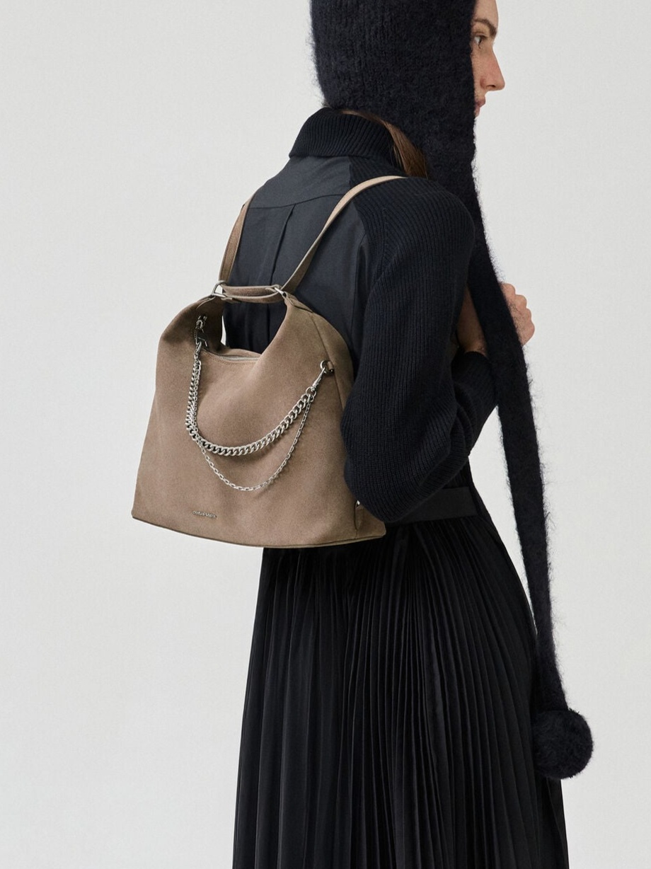 Atwood Chain Convertible Hobo Bag - Stone Grey