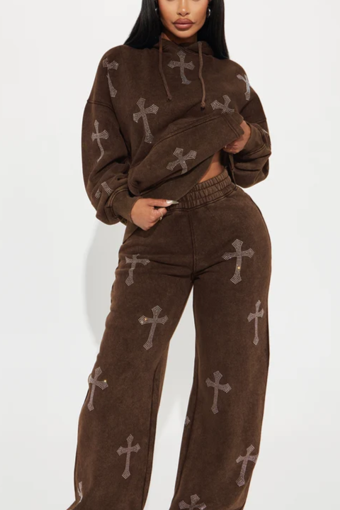 Sunday Rhinestone Washed Wide Leg Pant