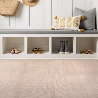 WAYFAIR LINEAR BLOCK IVORY CREAM MACHINE WASHABLE NON-SLIP BACKING AREA RUG