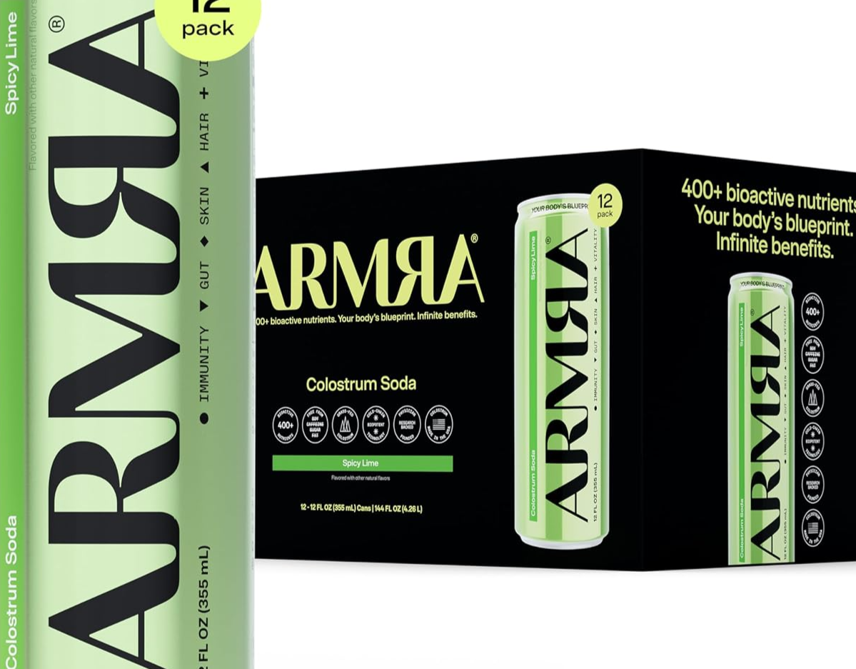 ARMRA Colostrum Soda, Spicy Lime, 12-Pack