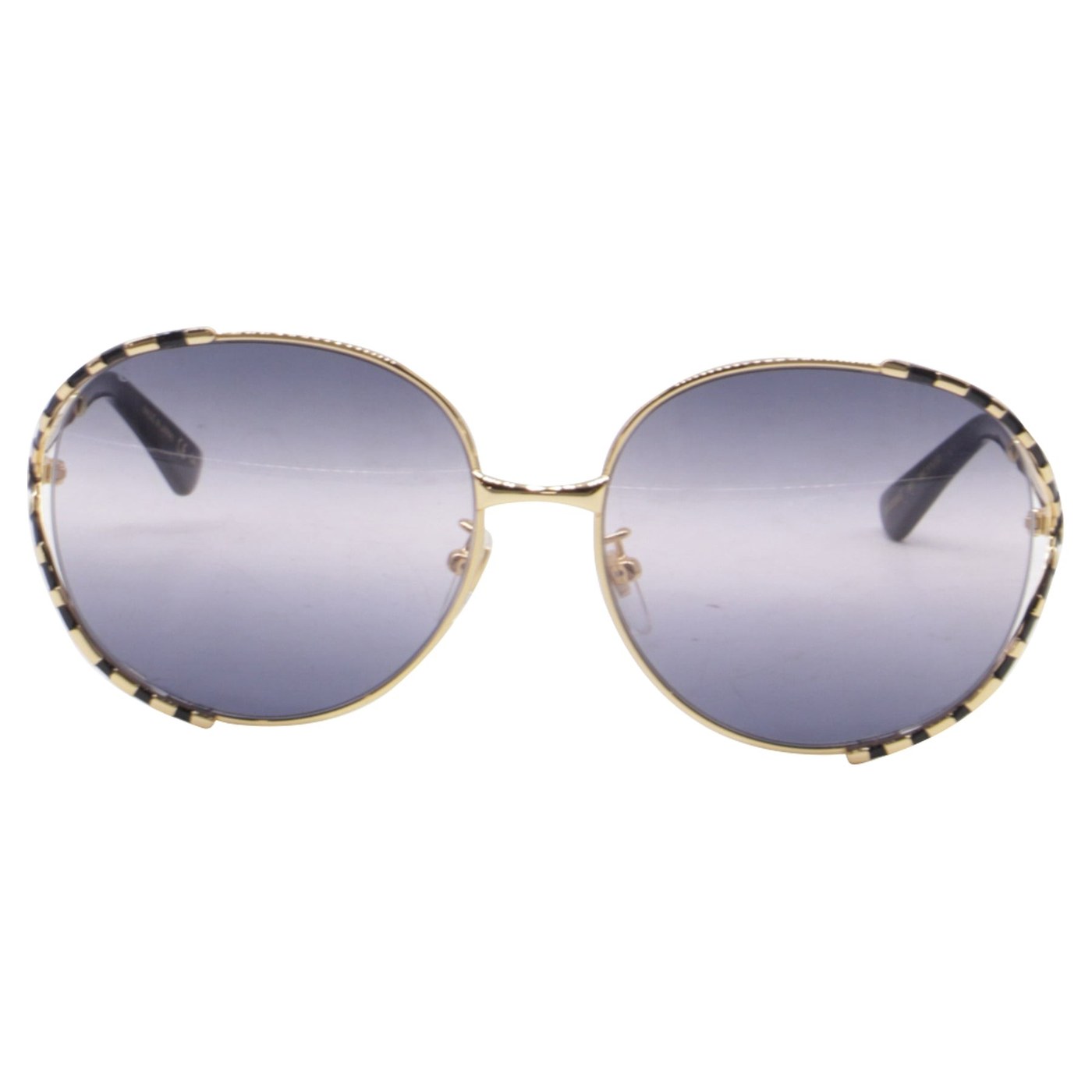 GG0595S Bamboo Round-Frame Sunglasses in Gold Metal