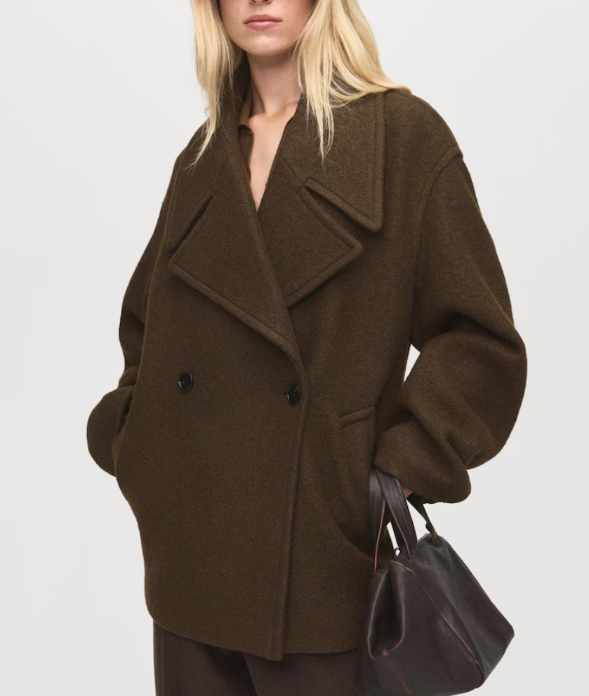 Oversized Wool Coat with Maxi Lapels