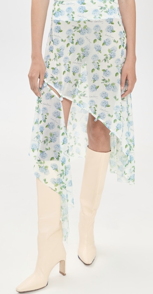 Hydrangea Asymmetric Mesh Skirt