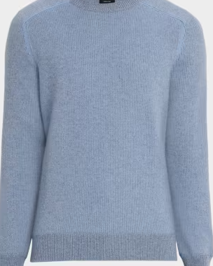 Men's Cashmere Rib Saddle Crewneck Sweater