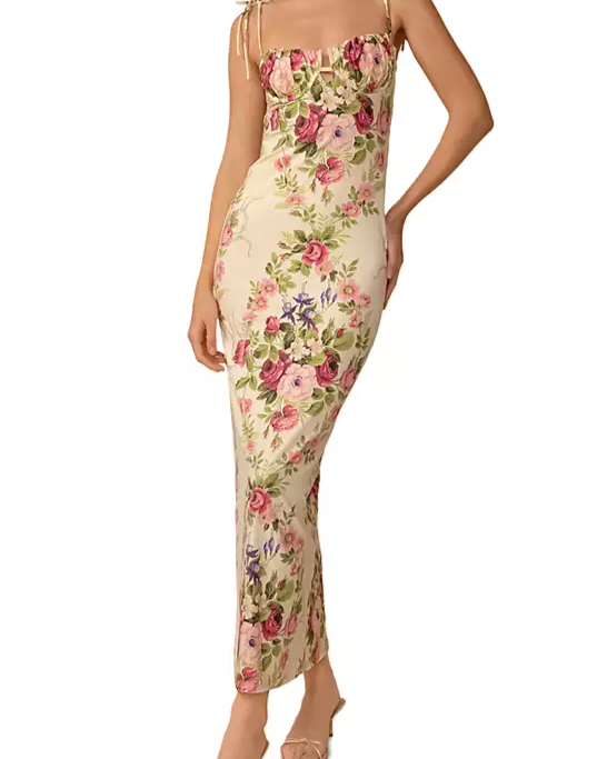 Bouquet Petal Long Slip Dress Cover-Up