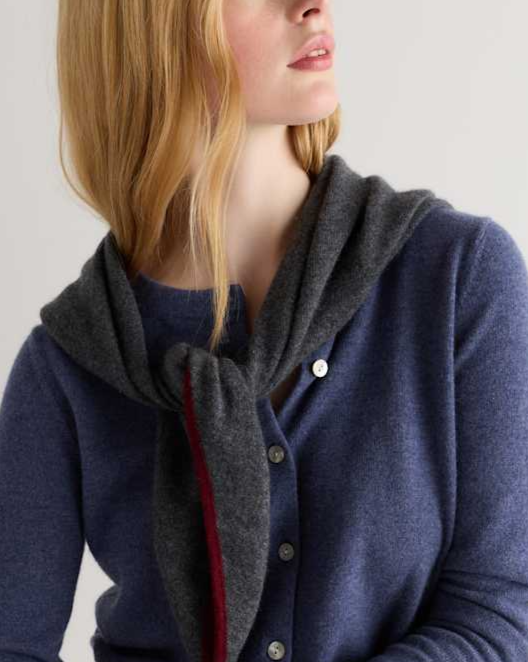 Grey/Bordeaux Mongolian Cashmere Triangle Scarf