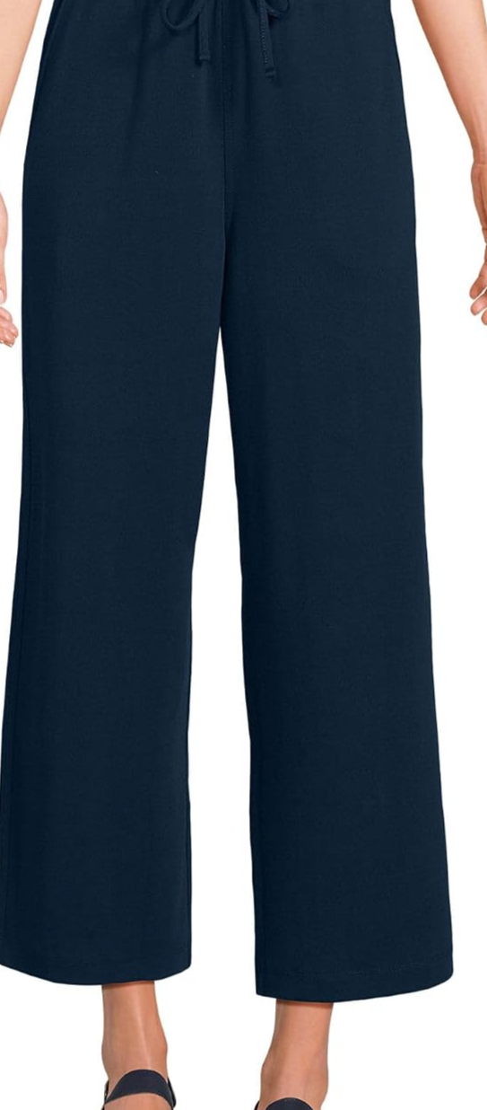 Women's Sport Knit Pull On Drawstring Wide Leg Crop Pants