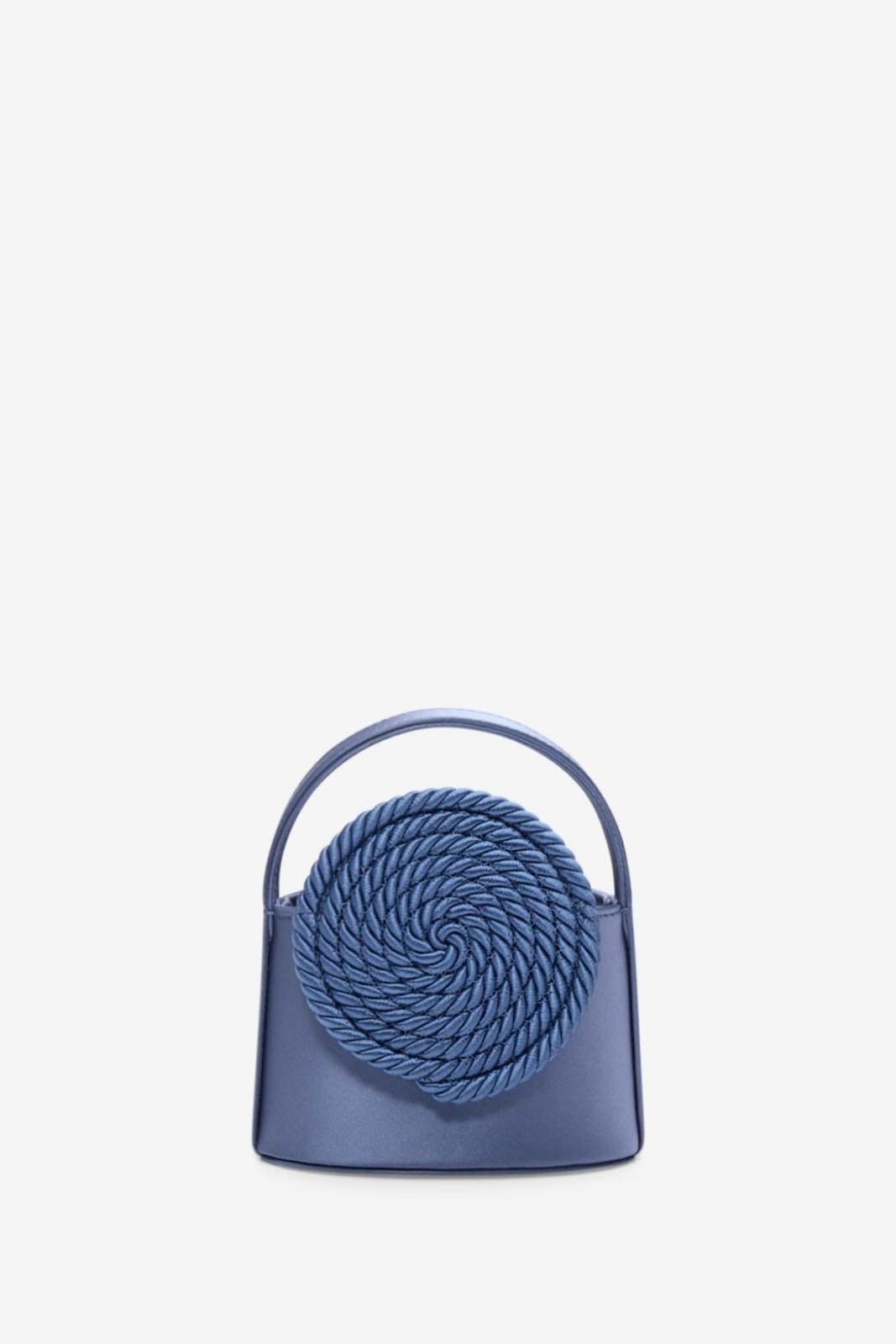 Storm blue mini satin bag with passementerie details