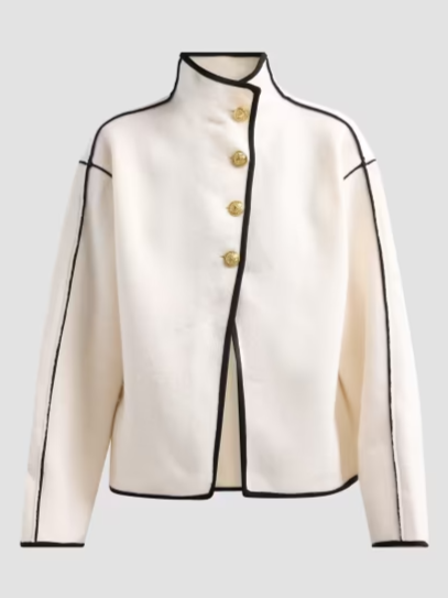 Pearson Contrast-Trim Wool Sweater Jacket