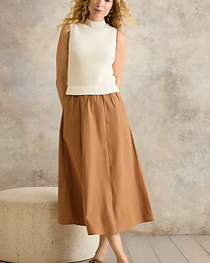 Lilla P Mixed-Media Mock-Neck Dress