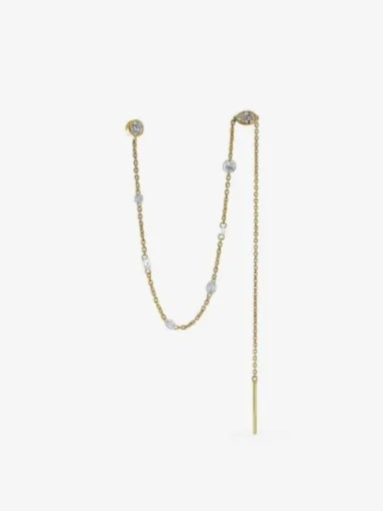 18K yellow gold diamond thread earring