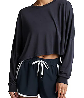 Studio Luxe Crew Neck Long Sleeve Cropped Tee