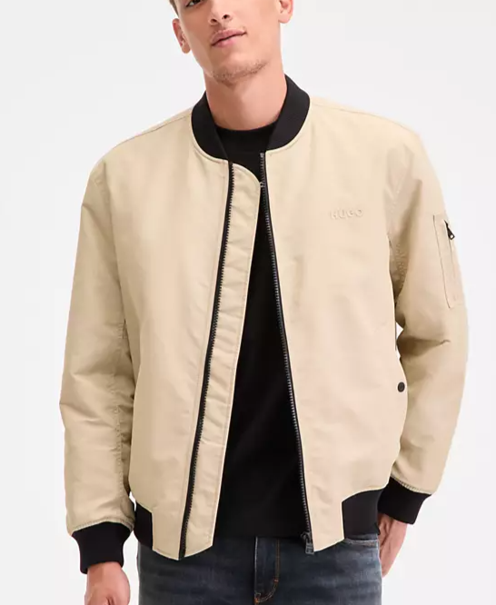 Men's Slim-Fit Satin Bomber Jacket