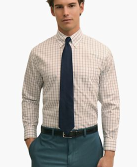 Men's Check Polo Button-Down Dress Shirt