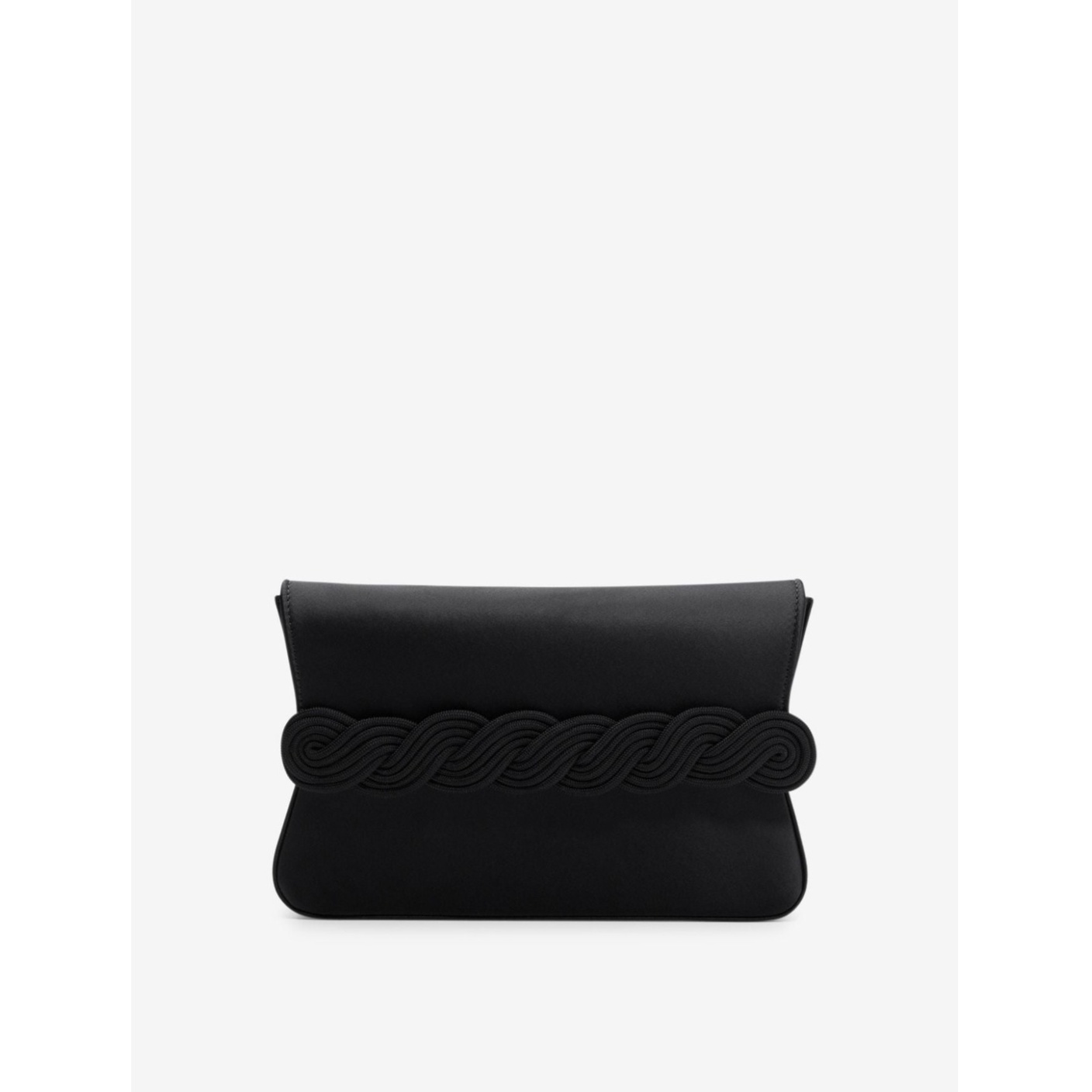 GERRIT - Black satin clutch with braided passementerie