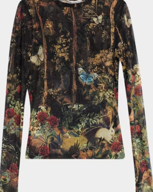 ALICE + OLIVIA Delaina Printed Long-Sleeve Top