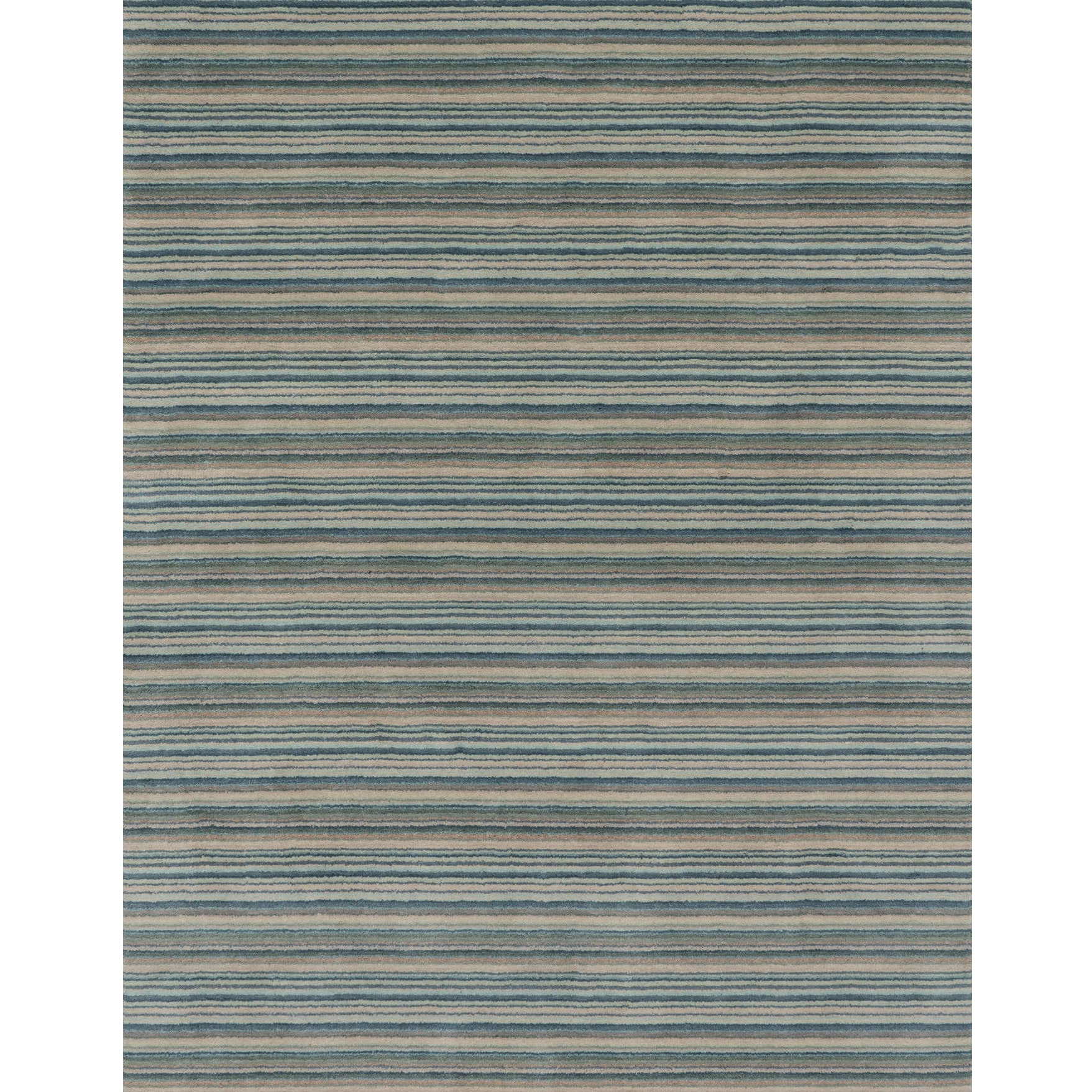Brindle Stripe Hand Loom Knotted Wool Rug | Blue