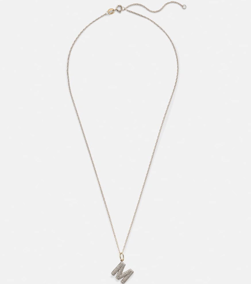 Initial 10kt gold necklace with diamonds
