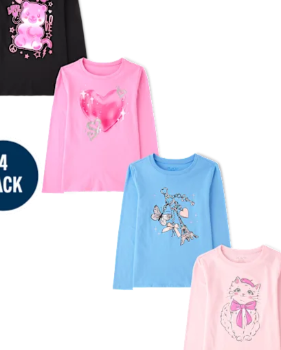 Girls Heart Graphic Tee 4-Pack