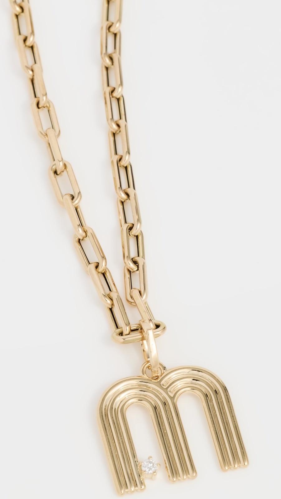 Groovy Diamond Initial Hinged Charm Gold Necklace