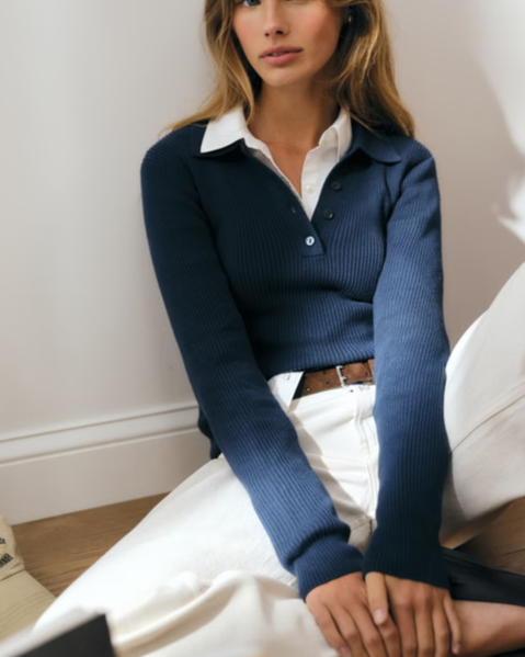 Cotton-Cashmere Blend Sweater Polo