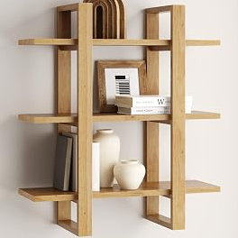 Nathan James Floating Wall Book Shelves, 3-Tier Display Shelf, Decorative Modular Shelf in Solid Wood for Bedroom, Nursery, Bathroom or Kitchen