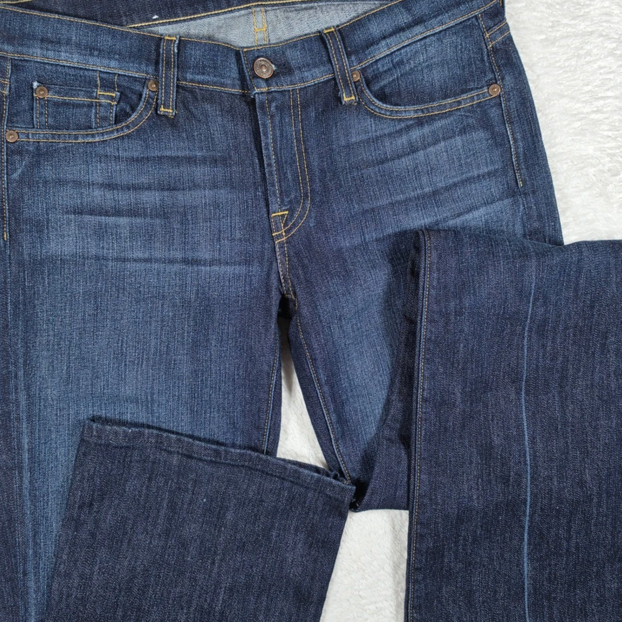7 For All Mankind Bootcut Jeans Womens 30X34 Blue Stretch AU07642A Dark Wash