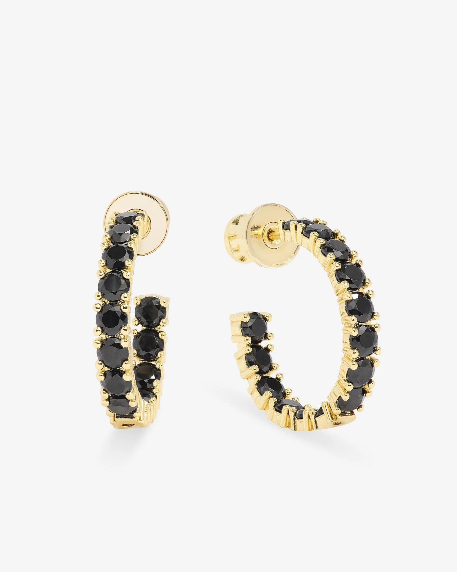 Heiress Hoops .75" - Gold|Black Diamondettes