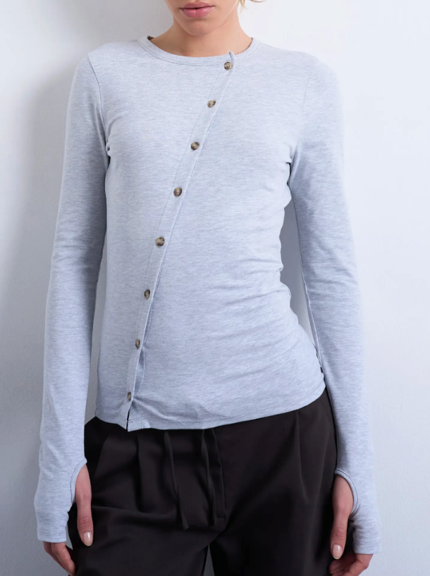 Asymmetric Button Front Top