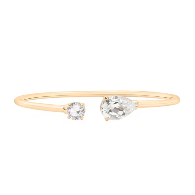 Lab-Created White Sapphire Toi et Moi Flex Bangle in Vermeil