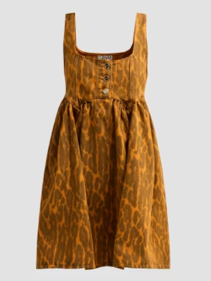 Print Denim Bubble Mini Dress