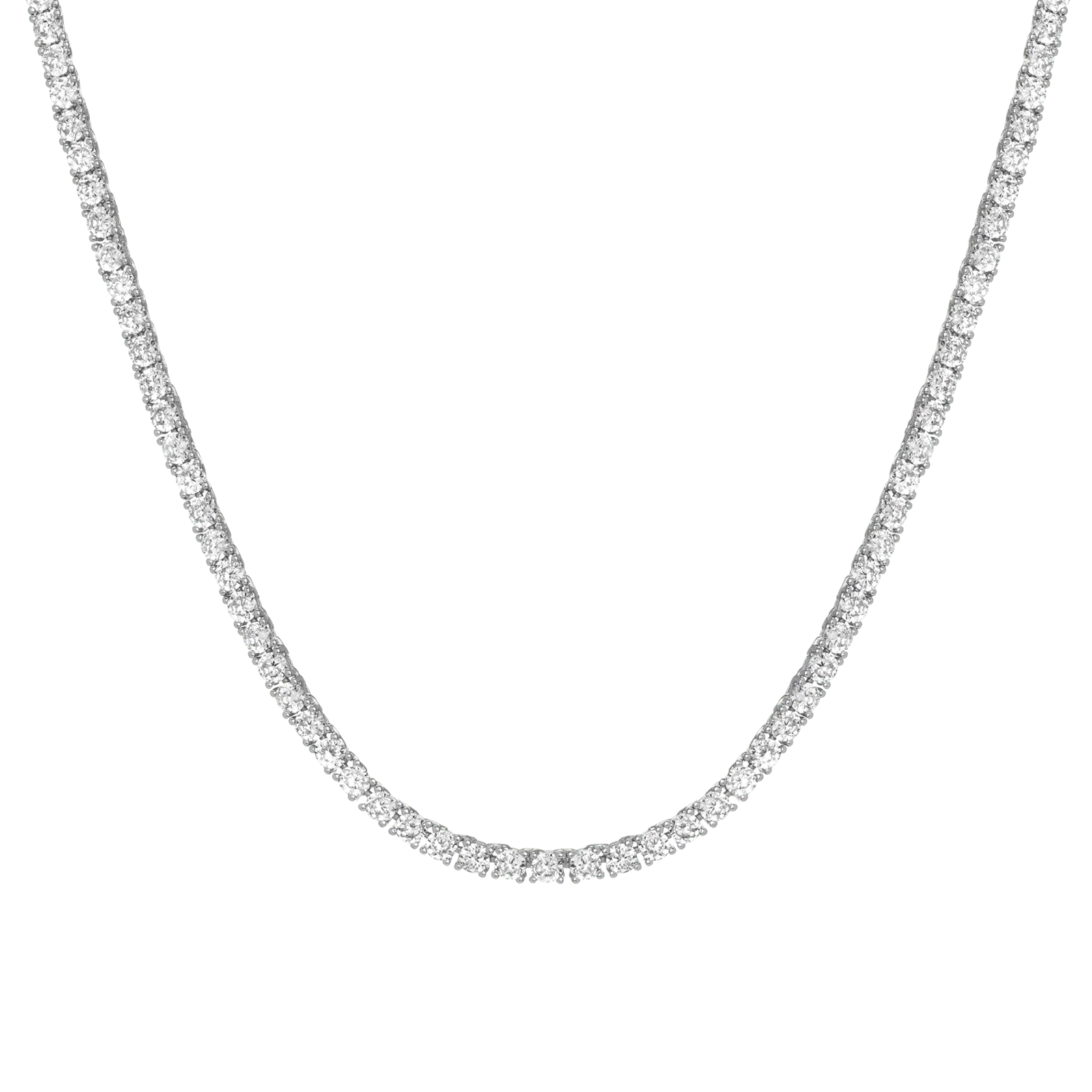 Boyfriend Lab Grown White Sapphire Tennis Necklace