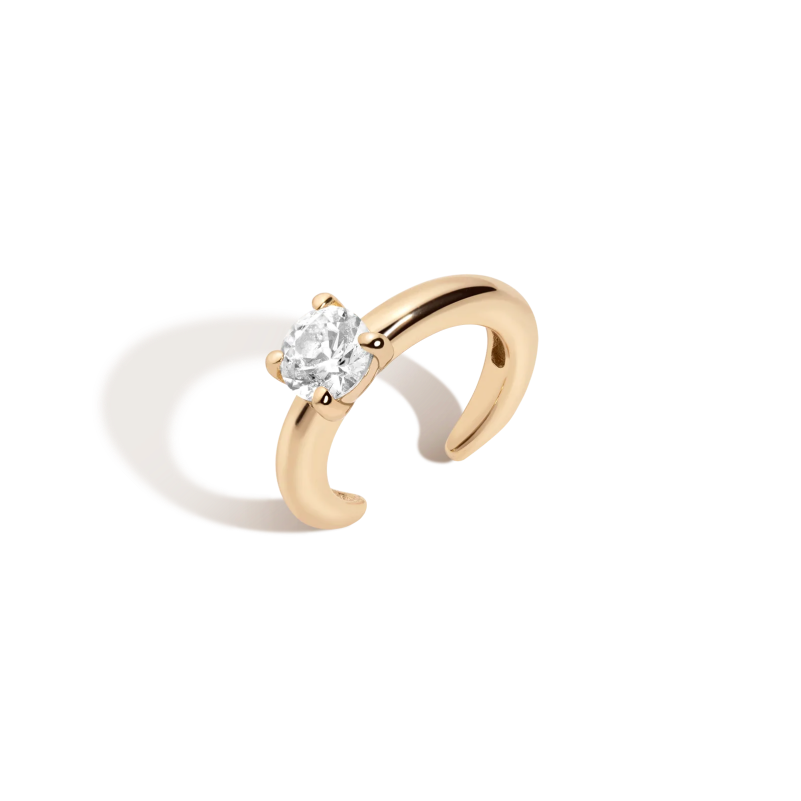 Round Lab Grown White Sapphire Solitaire Ear Cuff