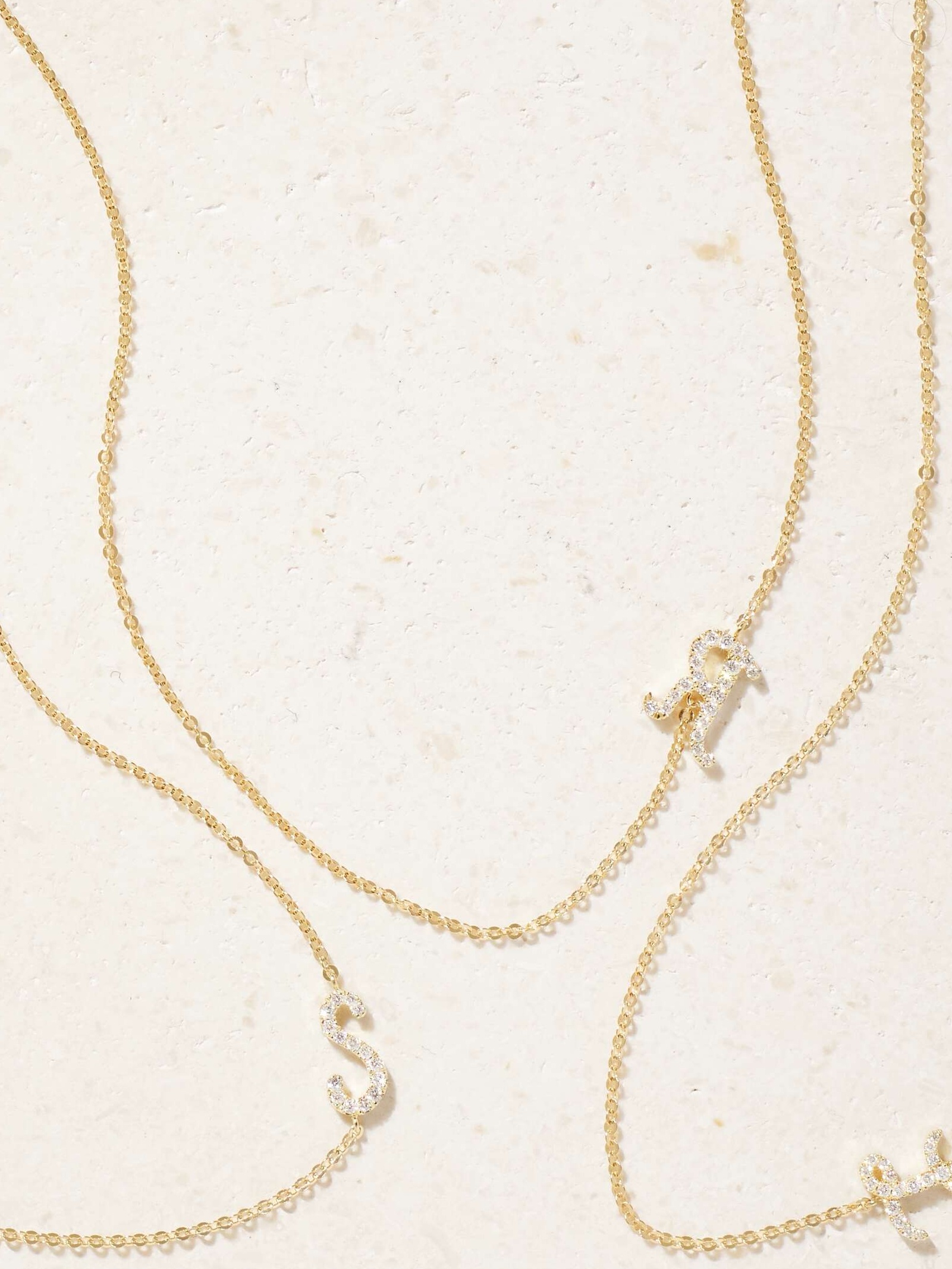 Initial 18-karat gold diamond necklace