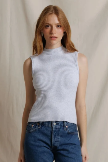 Violet Sweater Rib Mockneck Tank