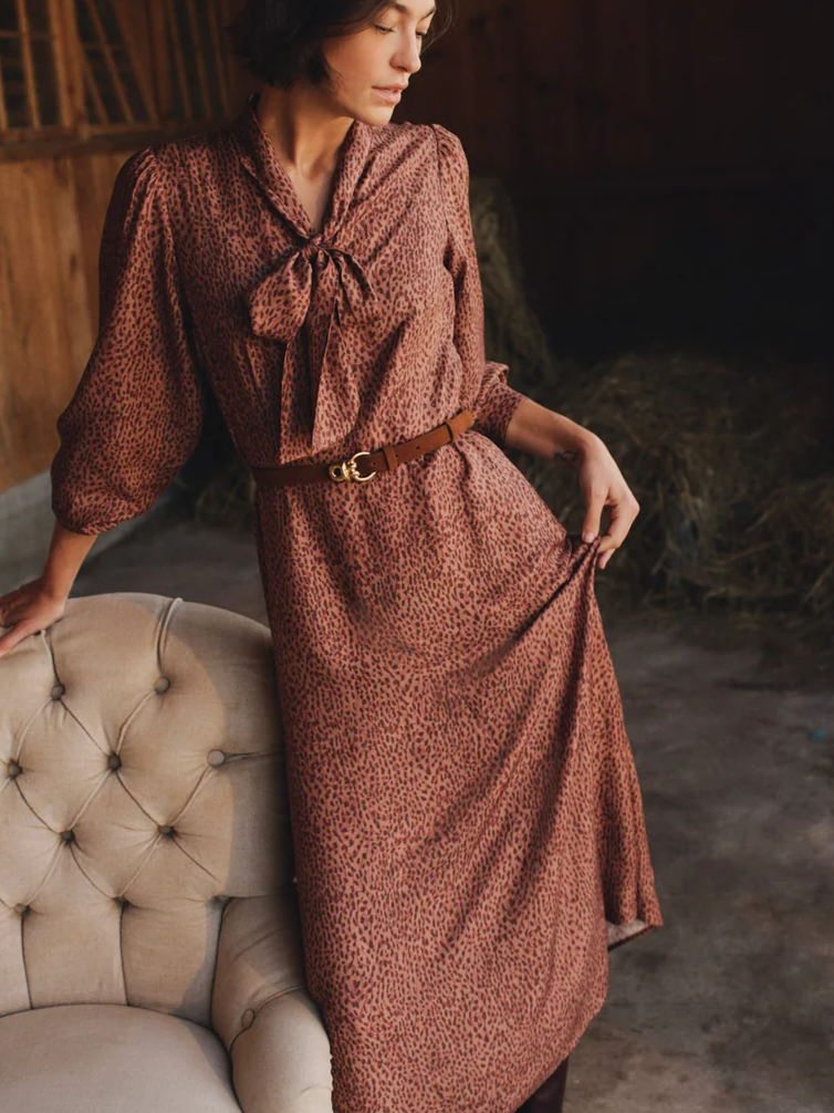 Cally Silk Blend Dress in Leopardette