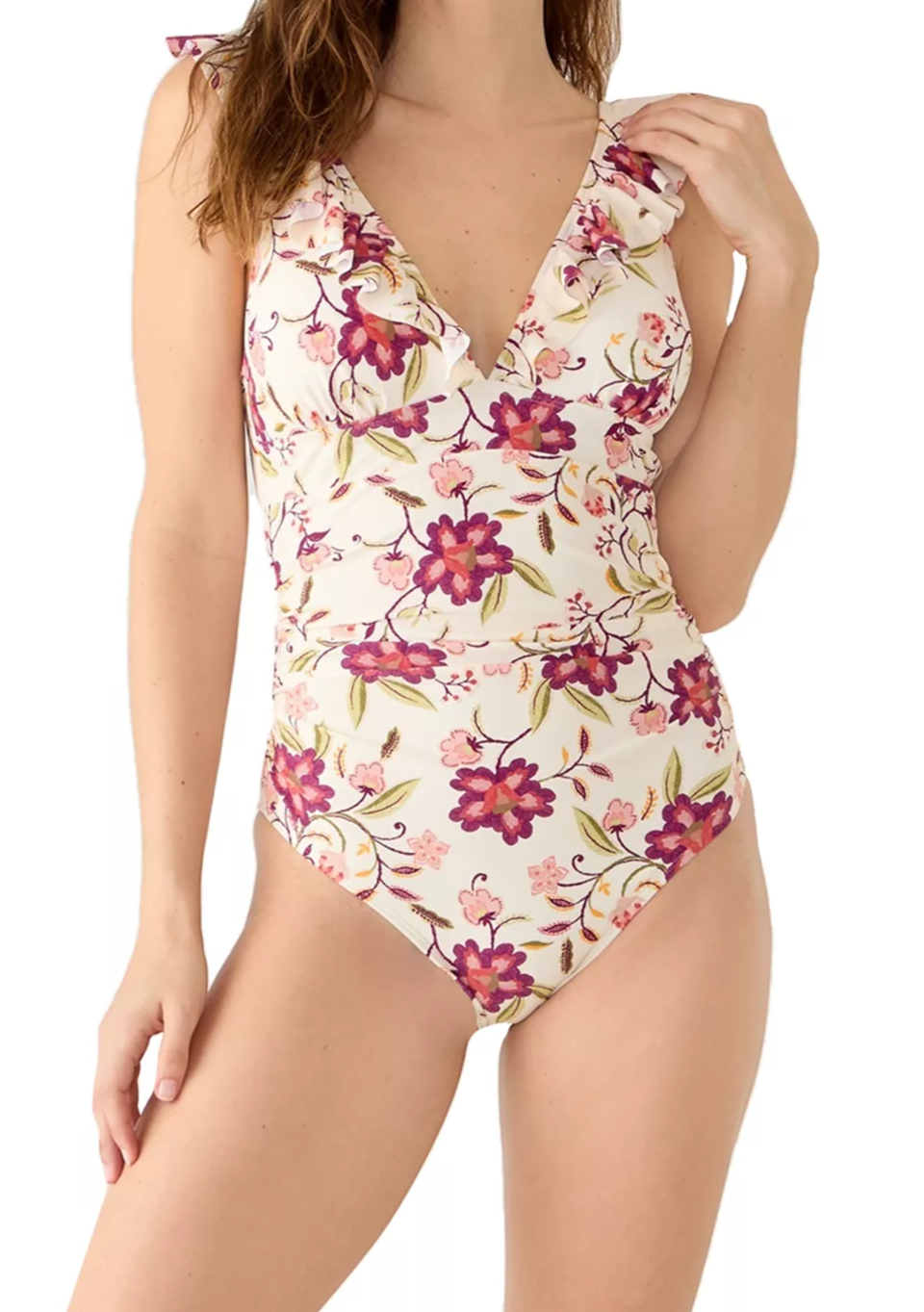 Women's Antique Floral Ruffle One Piece Swimsuit