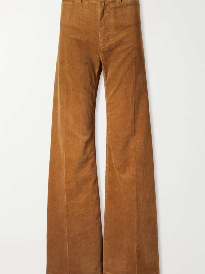 Cotton-blend corduroy wide-leg pants