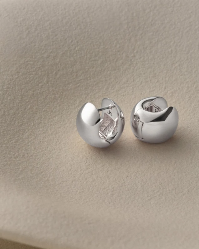 Mini Gemma Hoop Earrings - Silver