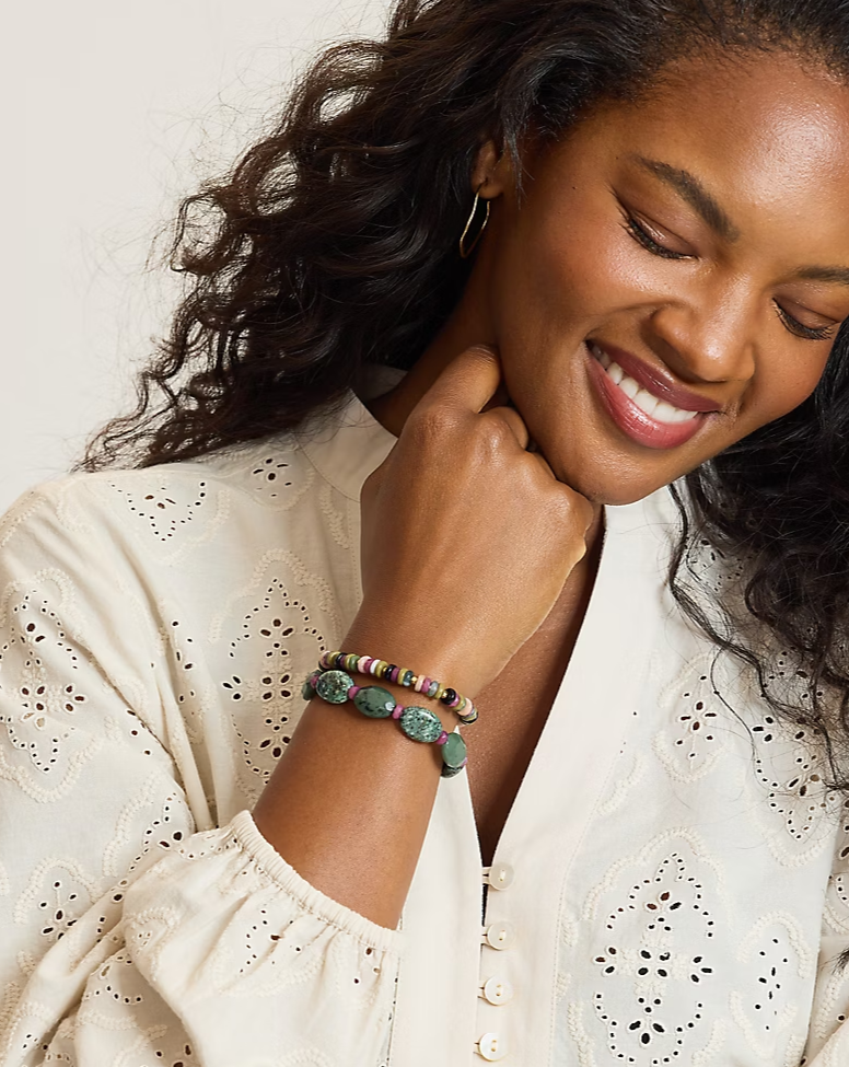 Palm Cove Multicolored Stone Stretch Bracelet Set