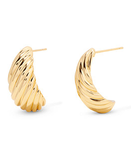 Gold Plated Farrah Ribbed Stud Earrings