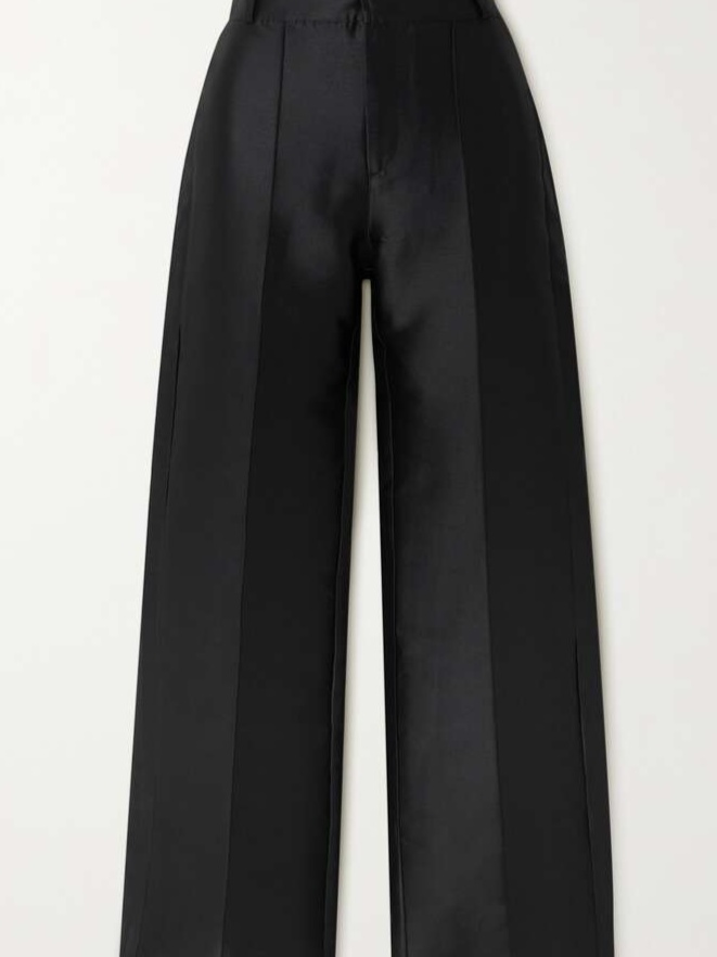 Yoshitomo pleated faille wide-leg pants - Black