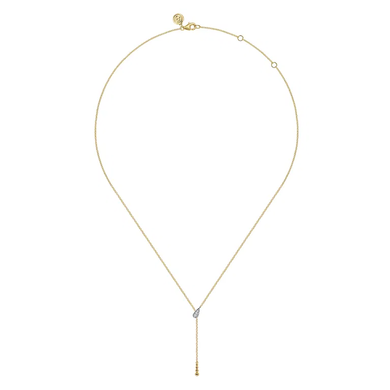 14K White Yellow Gold Diamond Y Necklace-Bujukan