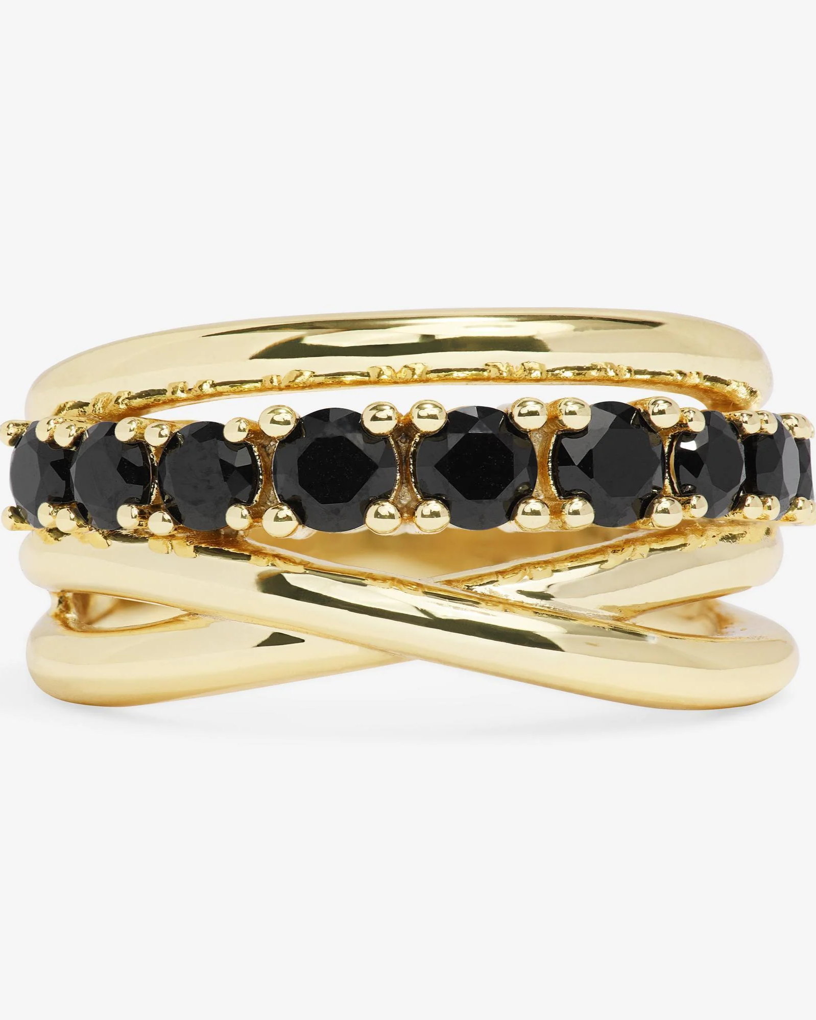 "Oh She Fancy" Stacked Diamond Ring - Gold|Black Diamondettes